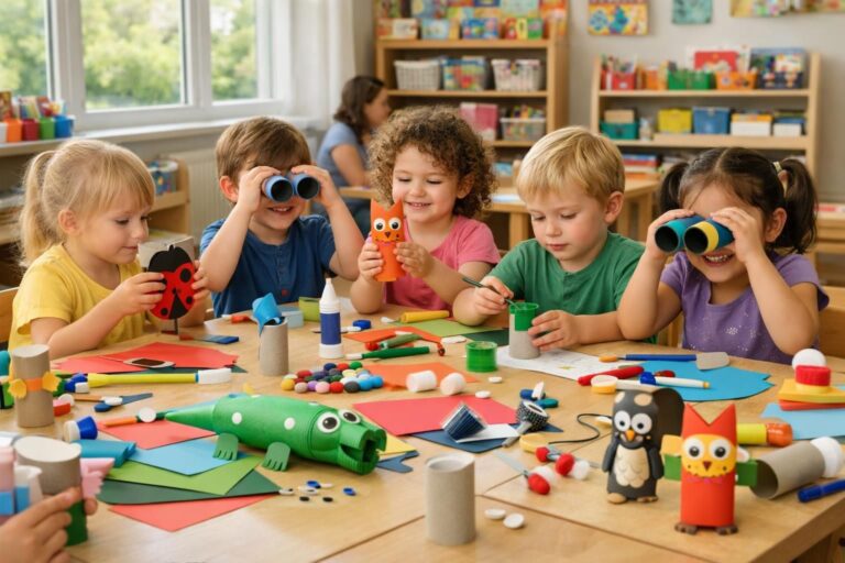 Activités manuelles en maternelle avec des rouleaux de papier toilette pour stimuler la créativité